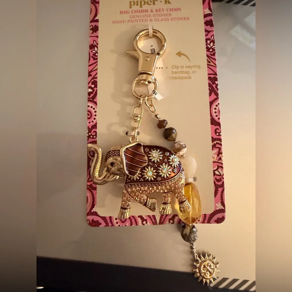 Eye candy Gold and Brown Elephant Keychain